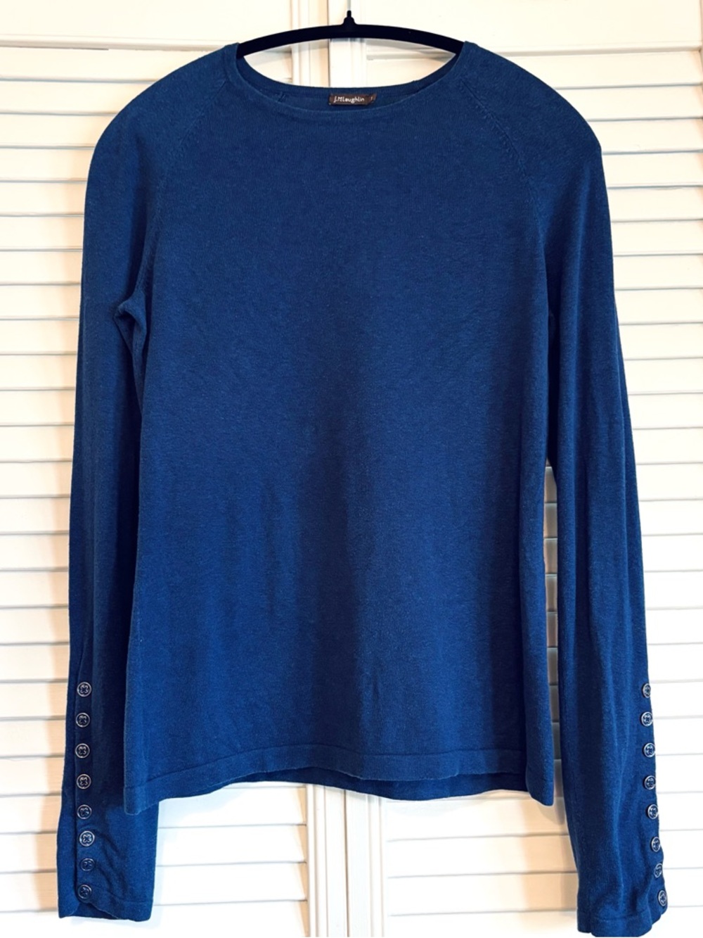 J. McLaughlin Blue Crewneck Lightweight  Pullover Sweater Small